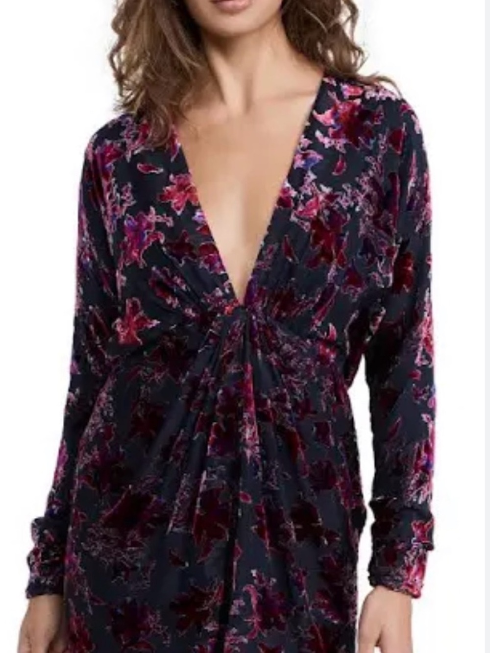 rag & bone Navy Dress with Pink & Burgundy Floral Velvet